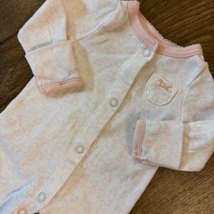 Carters Baby Girl Preemie Outfit Pink White Bow Snaps Into Gown Clothes Snaps